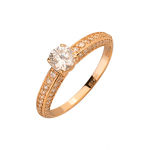 Золотое кольцо с цирконием куб. (01-200137530) фотография