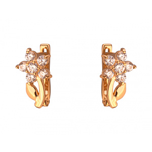 Золотые серьги с цирконием куб. (01-200258030) фотография