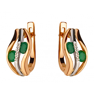 Золотые серьги с бериллами  и  бриллиантами (01-200438330) фотография