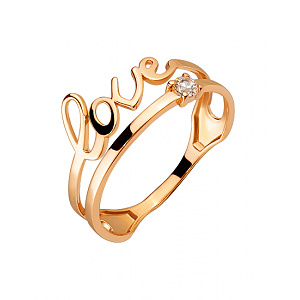 Золотое кольцо с цирконием куб. (01-200465930) фотография