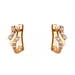 Золоті сережки з цирконієм куб. (01-200573430) фотографія