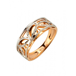 Золота каблучка з діамантами (01-200867830) фотографія