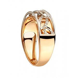 Золота каблучка з діамантами (01-200867830) фотографія