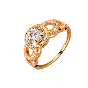 Золотое кольцо с цирконием куб. (01-19071731) фотография