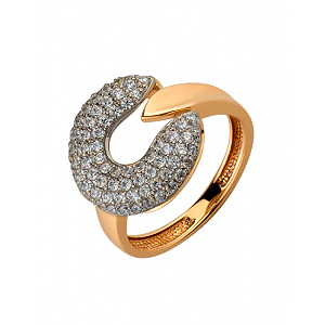 Золотое кольцо с цирконием куб. (01-19177331) фотография