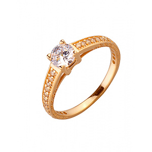Золота каблучка з цирконієм куб. (01-200092631) фотографія