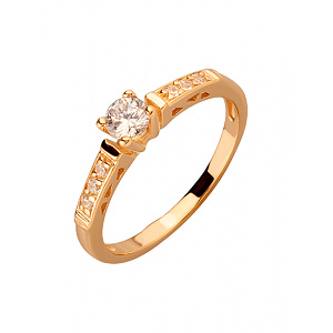 Золота каблучка з фіанітом (цирконієм куб.) (01-200130031) фотографія