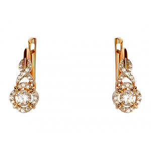 Золотые серьги с цирконием куб. (01-200395331) фотография