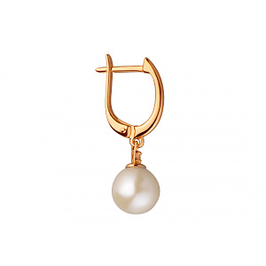 Золоті сережки з діамантами  та  перлиною (01-200438331) фотографія