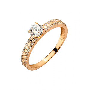 Золотое кольцо с цирконием куб. (01-200526531) фотография