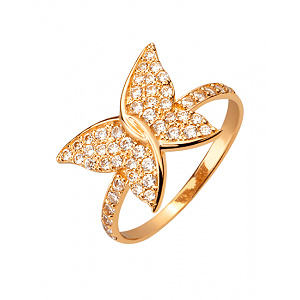 Золотое кольцо с фианитом (цирконием куб.) (01-200740231) фотография