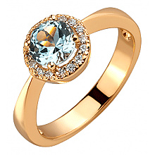 Золотое кольцо с топазом  и  фианитом (цирконием куб.) (01-200889331)