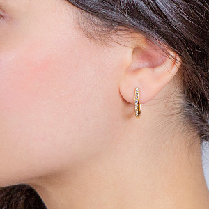 Золотые серьги с жемчугом  и  фианитом (3с-166) фотография