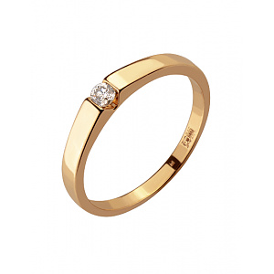 Золотое кольцо с бриллиантом (01-18909032) фотография