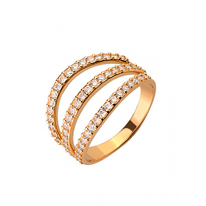 Золотое кольцо с цирконием куб. (01-19017432) фотография