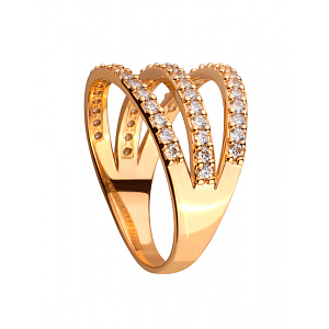 Золотое кольцо с цирконием куб. (01-19017432) фотография