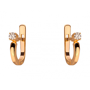 Золоті сережки з цирконієм куб. (01-19333932) фотографія
