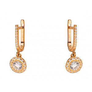 Золоті сережки з цирконієм куб. (01-200283132) фотографія