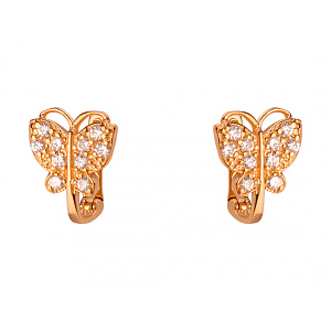 Золоті сережки з цирконієм куб. (01-200364832) фотографія