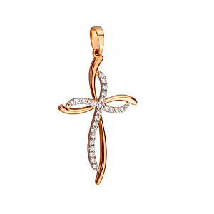 Золотой крестик с фианитом (цирконием куб.) (01-200761532) фотография