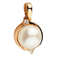 Золотой кулон с жемчугом  и  фианитом (цирконием куб.) (01-200858132)