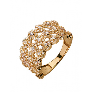 Золотое кольцо с цирконием куб. (01-18385333) фотография