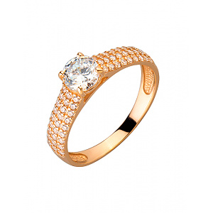 Золотое кольцо с цирконием куб. (01-200041333) фотография