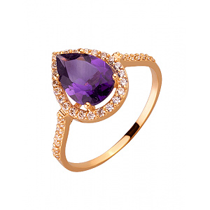 Золотое кольцо с цирконием куб. (01-200104733) фотография