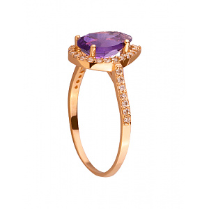 Золотое кольцо с цирконием куб. (01-200104733) фотография