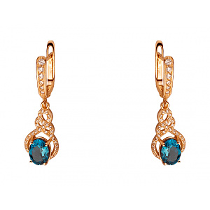 Золотые серьги с цирконием куб. (01-200395333) фотография