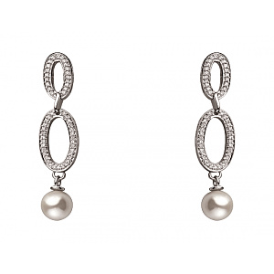 Золоті сережки з діамантами  та  перлиною (01-200489333) фотографія