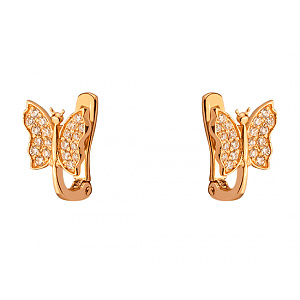 Золотые серьги с цирконием куб. (01-200547233) фотография