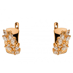 Золоті сережки з цирконієм куб. (01-200590033) фотографія