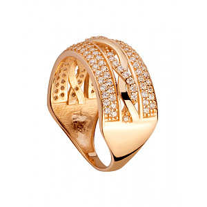 Золотое кольцо с цирконием куб. (01-200408134) фотография