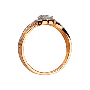 Золотое кольцо с цирконием куб. (01-200452934) фотография