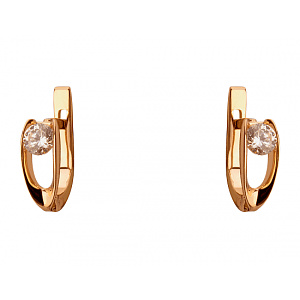 Золоті сережки з цирконієм куб. (01-200566934) фотографія