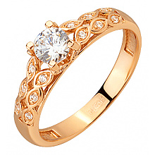 Золотое кольцо с фианитом (цирконием куб.) (01-200761634)