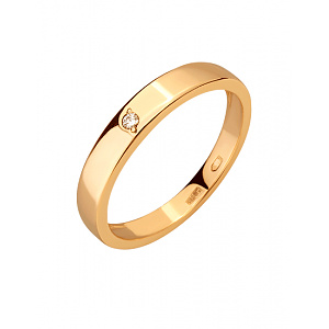Золота обручка з діамантом (01-200788534) фотографія