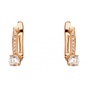 Золотые серьги с фианитом (цирконием куб.) (01-200858134) фотография