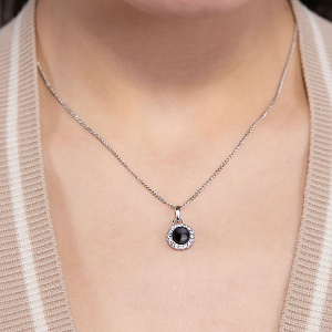 Золотой кулон с жемчугом  и  камнями Swarovski (2б_п-169) фотография