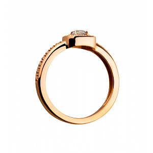 Золотое кольцо с топазом, фианитами  и  циркониями (1б_к-071) фотография