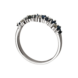 Золота каблучка з діамантами  та  сапфірами (2б_к-123) фотографія