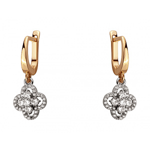 Золотые серьги с цирконием куб. (01-18922035) фотография