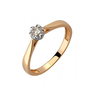 Золота каблучка з діамантом (01-18928135) фотографія