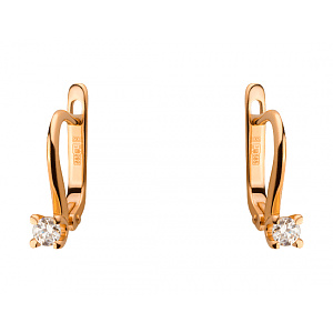 Золоті сережки з цирконієм куб. (01-19100235) фотографія