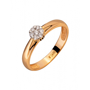 Золота каблучка з діамантами (01-200283035) фотографія