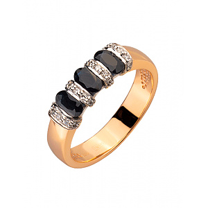 Золотое кольцо с бриллиантами  и  корундами (01-200323835) фотография