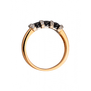 Золотое кольцо с бриллиантами  и  корундами (01-200323835) фотография