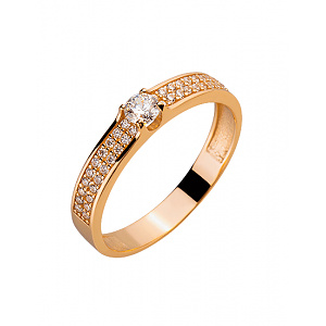 Золотое кольцо с цирконием куб. (01-200343535) фотография