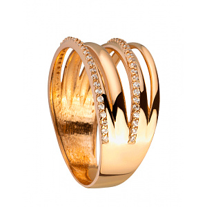 Золота каблучка з цирконієм куб. (01-200381535) фотографія